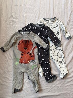 Bundle of 3 Baby One-Piece Footed Pajamas - Multi-Color